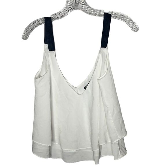 Zara Trafaluc Ruffle White/Black Strap Crop Top. Size XS. - Picture 1 of 9